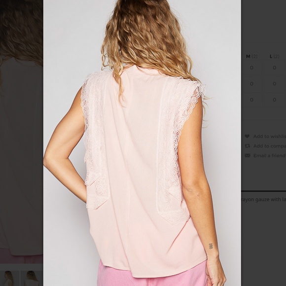 POL “ Madison 2 ” POL Sleeveless Rayon & Gauze Top with Lace Detail 35 - Picture 4 of 5